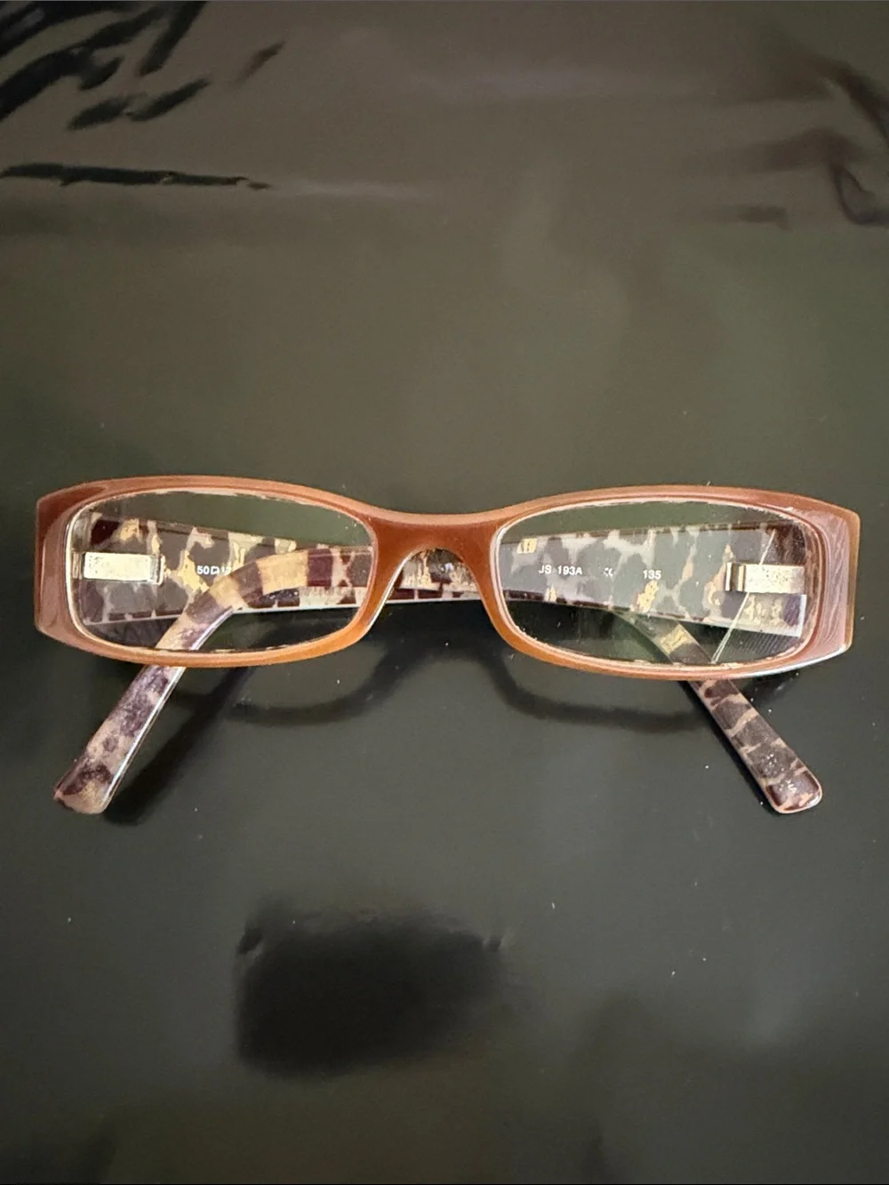 Jill Stuart Brown Rectangular Tortoiseshell Reading Glasses